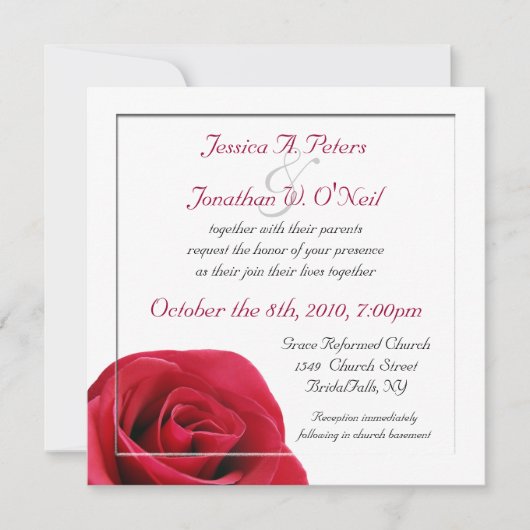Invitation Rose rouge (Devant)