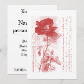 Invitation Rose Rouge (Devant / Derrière)