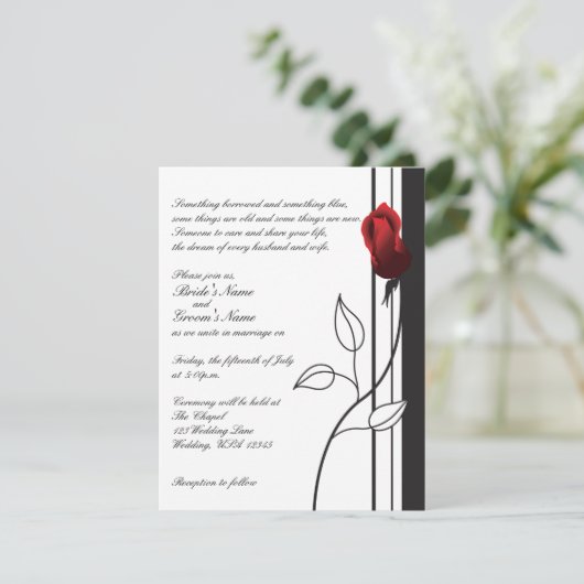 Invitation Rose rouge (Debout devant)