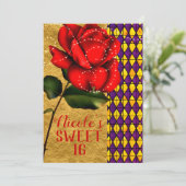 Invitation Rose rouge à paillettes Storybook Beauty Sweet 16 (Debout devant)