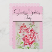 Invitation Rose rouge aquarelle Roses fleur floral (Devant / Derrière)