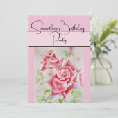 Invitation Rose rouge aquarelle Roses fleur floral (Debout devant)
