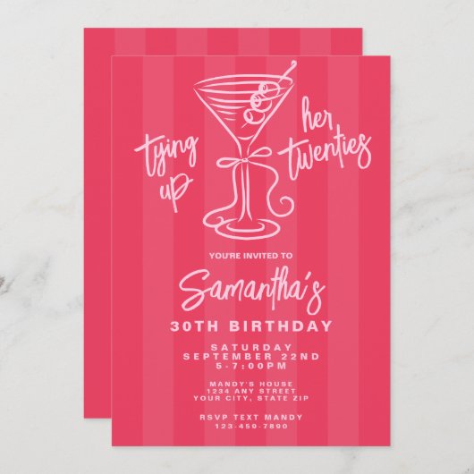 Invitation Rose & Rouge Attache ses vingt-trois ans (Devant / Derrière)