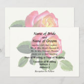 Invitation Rose rouge avec centre jaune doré (Devant / Derrière)