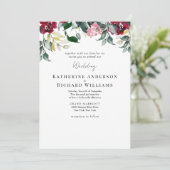 Invitation Rose rouge avec mariage d'hiver (Debout devant)