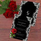 Invitation Rose rouge Beau Mariage de dentelle blanche
