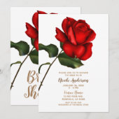 Invitation Rose Rouge Blanc Floral Chic Élégante Fête des mar (Devant / Derrière)