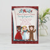 Invitation rose rouge, blanche neige et ours (Debout devant)