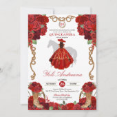 Invitation Rose rouge Bottes Ouest Charra Vestidos Quinceañer (Devant)