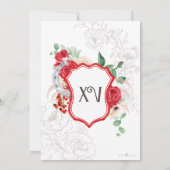 Invitation Rose rouge Crest Floral Elegant Charra Quinceañera (Dos)