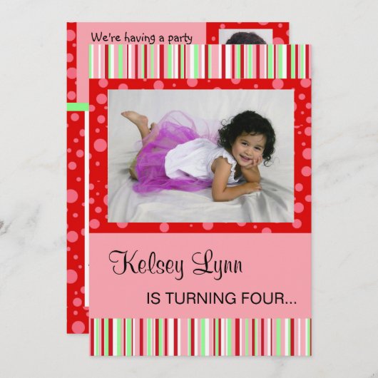 Invitation rose rouge de pastèque (Devant / Derrière)