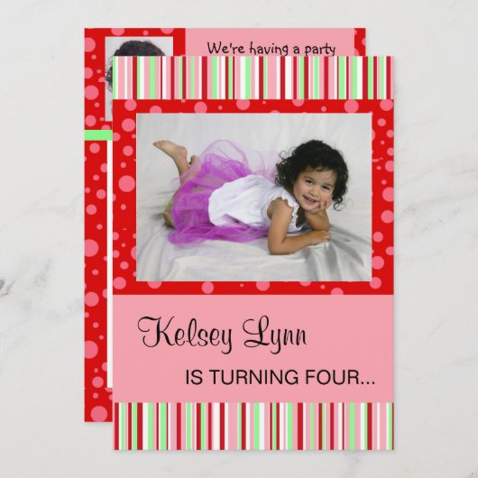 Invitation rose rouge de pastèque (Devant / Derrière)