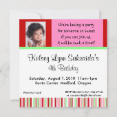 Invitation rose rouge de photo de pastèque (Dos)