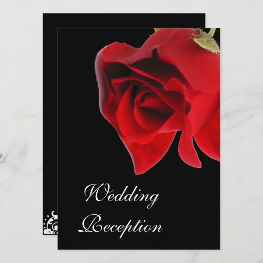 Invitation Rose rouge de réception de mariage à l'invitation (Devant / Derrière)