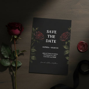 Invitation Rose rouge de romance sombre Mariage gothique Enre