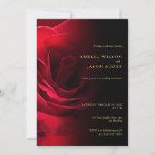 Invitation Rose rouge dégradé noir avec Mariage photo (Devant)