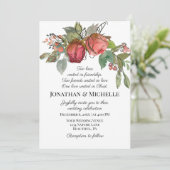 Invitation Rose rouge Deux Rose vert Mariage chrétien (Debout devant)