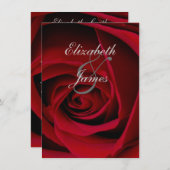 Invitation Rose rouge élégant (Devant / Derrière)