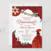 Invitation Rose rouge Elegant Charra / Mariachi Robe Quinceañ (Devant)