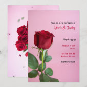 Invitation Rose Rouge Élégant Romantique Minimal Mariage (Devant / Derrière)
