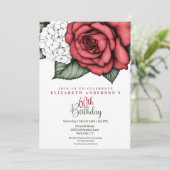 Invitation Rose Rouge Élégante 60e Anniversaire (Debout devant)