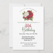 Invitation Rose Rouge Élégante 99e Anniversaire (Devant)