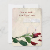 Invitation rose rouge et anniversaire vin (Devant)