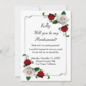Invitation Rose Rouge Et Blanc Mariage De Noël Bridesmaid (Devant)