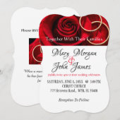 Invitation Rose rouge et blanche florale avec anneau (Devant / Derrière)
