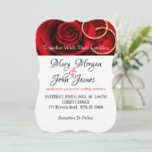 Invitation Rose rouge et blanche florale avec anneau (Debout devant)