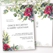 Invitation Rose rouge et Eucalyptus Simple Mariage moderne