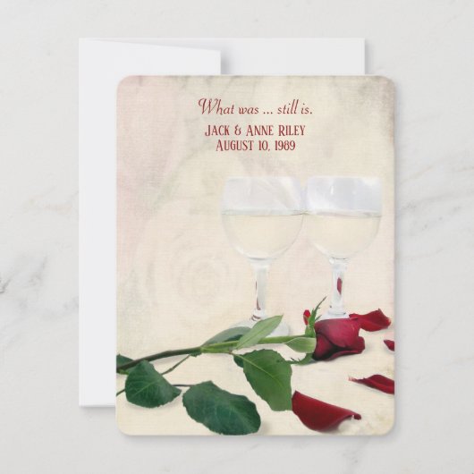 Invitation rose rouge et fête d'anniversaire au vin (Devant)