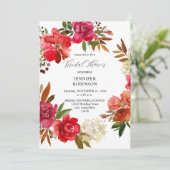 Invitation Rose rouge et Fête des mariées florale rose (Debout devant)