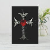 Invitation Rose rouge et Fête des mariées gothique croisée (Debout devant)