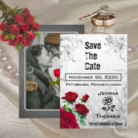 Rose rouge et Grunge Textured Wedding Enregistrer
