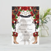 Invitation Rose rouge et noir Occident Charra Quinceanera (Debout devant)