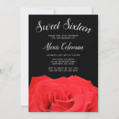 Invitation Rose rouge et noir sucré 16 (Devant)