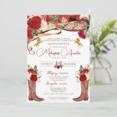 Invitation Rose rouge Fancy Mariachi Western Charra Quinceane (Debout devant)