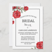 Invitation Rose rouge Fête des mariées florale (Devant)