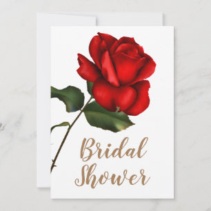 Invitation Rose Rouge Floral Blanc Élégant Chic Shower de Mar