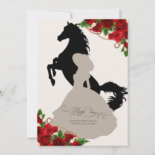 Invitation Rose rouge Floral Mariachi Charro Quinceanera Invi (Dos)