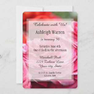 Invitation Rose rouge florale 50e anniversaire