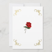 Invitation Rose rouge florale coins dorés fête douce 16 (Dos)