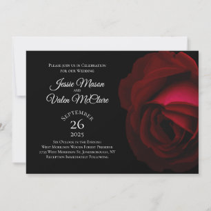 Invitation Rose rouge foncé Gothique Mariage élégant 