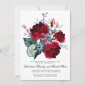Invitation Rose rouge foncé Mariage floral (Devant)