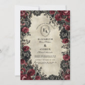 Invitation Rose rouge gothique et romance dentelle (Devant)