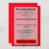 Invitation Rose rouge juteuse monochrome unique pour mariage  (Devant / Derrière)