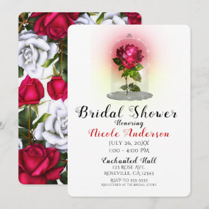 Invitation Rose Rouge Magique Enchantée et Brillante pour une