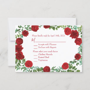 Invitation Rose rouge Mariage élégant classique