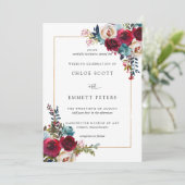 Invitation Rose rouge Mariage floral (Debout devant)